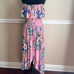 Pink high- low floral maxi dress. Size. XS Fairy Spring Summer Easter